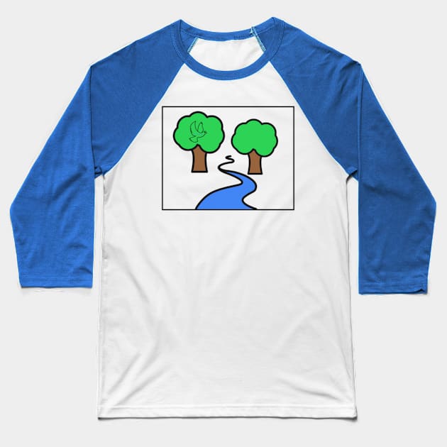 Forest and Lake Baseball T-Shirt by Alemway